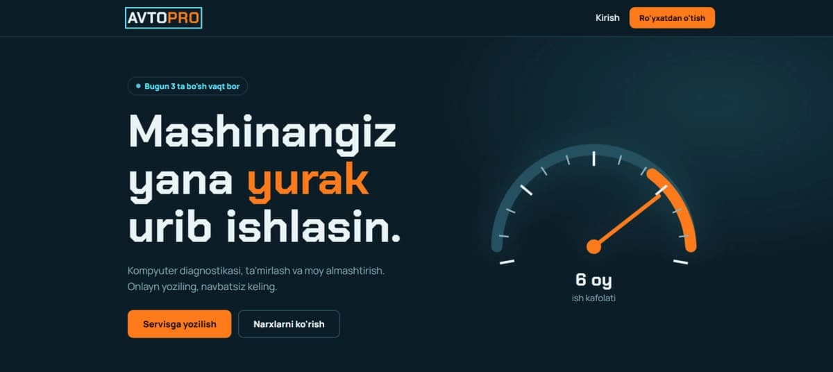 Avtoservis uchun shablon