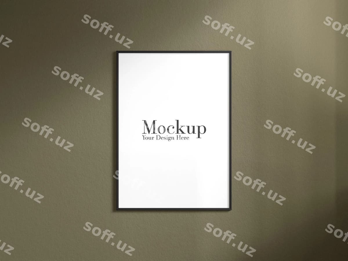 Fotosuratramka mockup jigarrli devor | Photos frame mockup brown wall