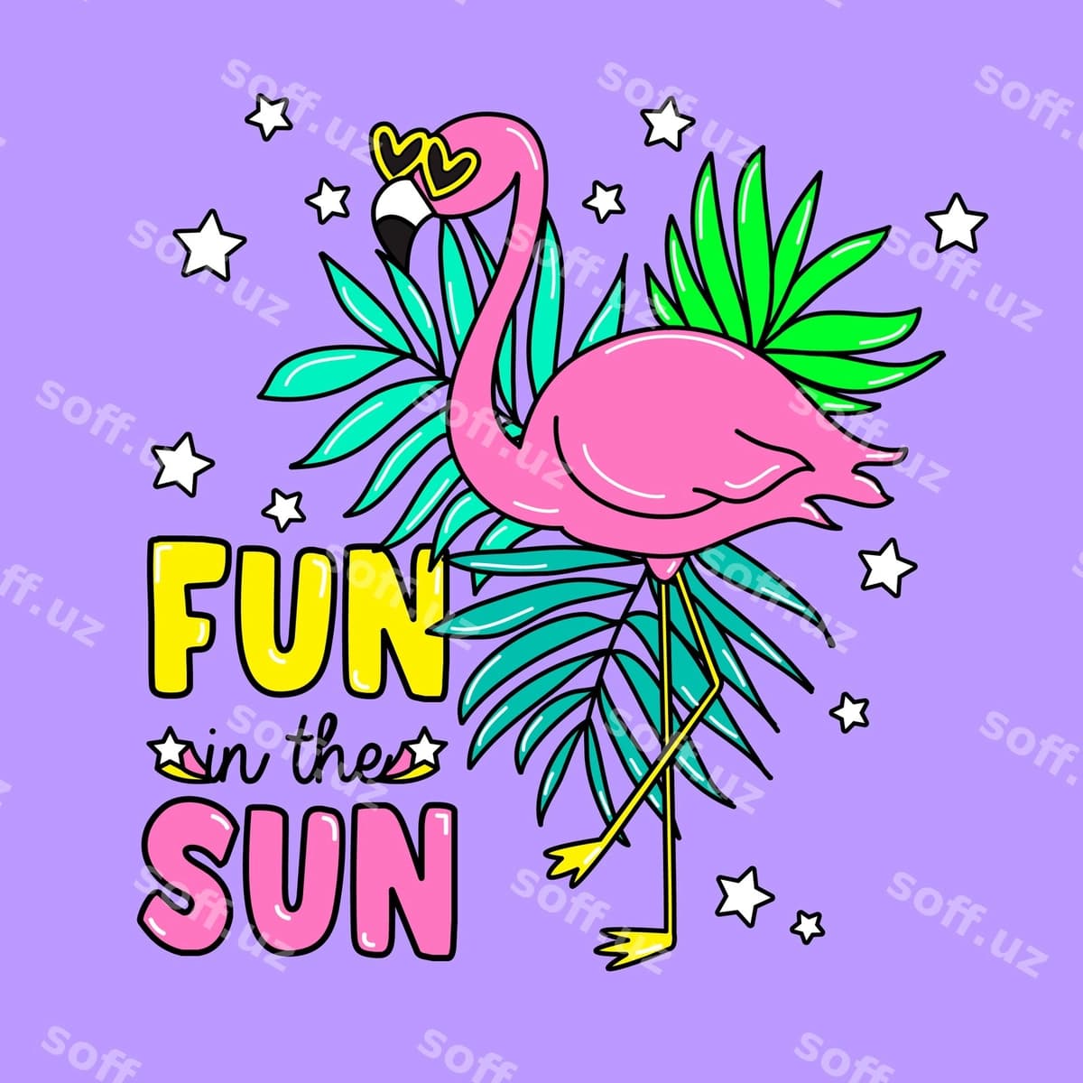 Binafsha flamingo yaproqlar bilan | Pink glamingo with leaves