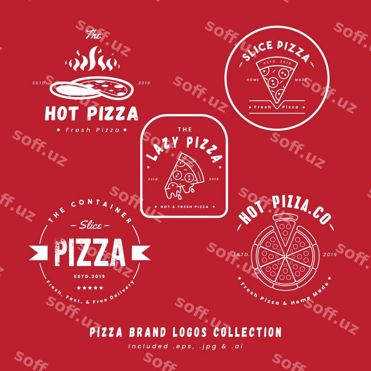 Pizza brend logotiplari to'plami | Pizza brand logos collection