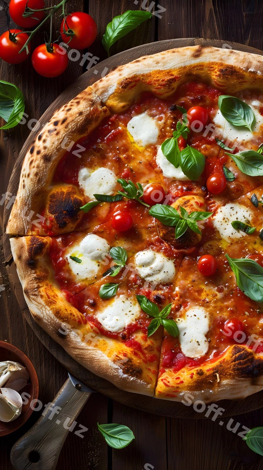 Pitsa mozzarellali va bazilik | Pizza with mozzarella basil it