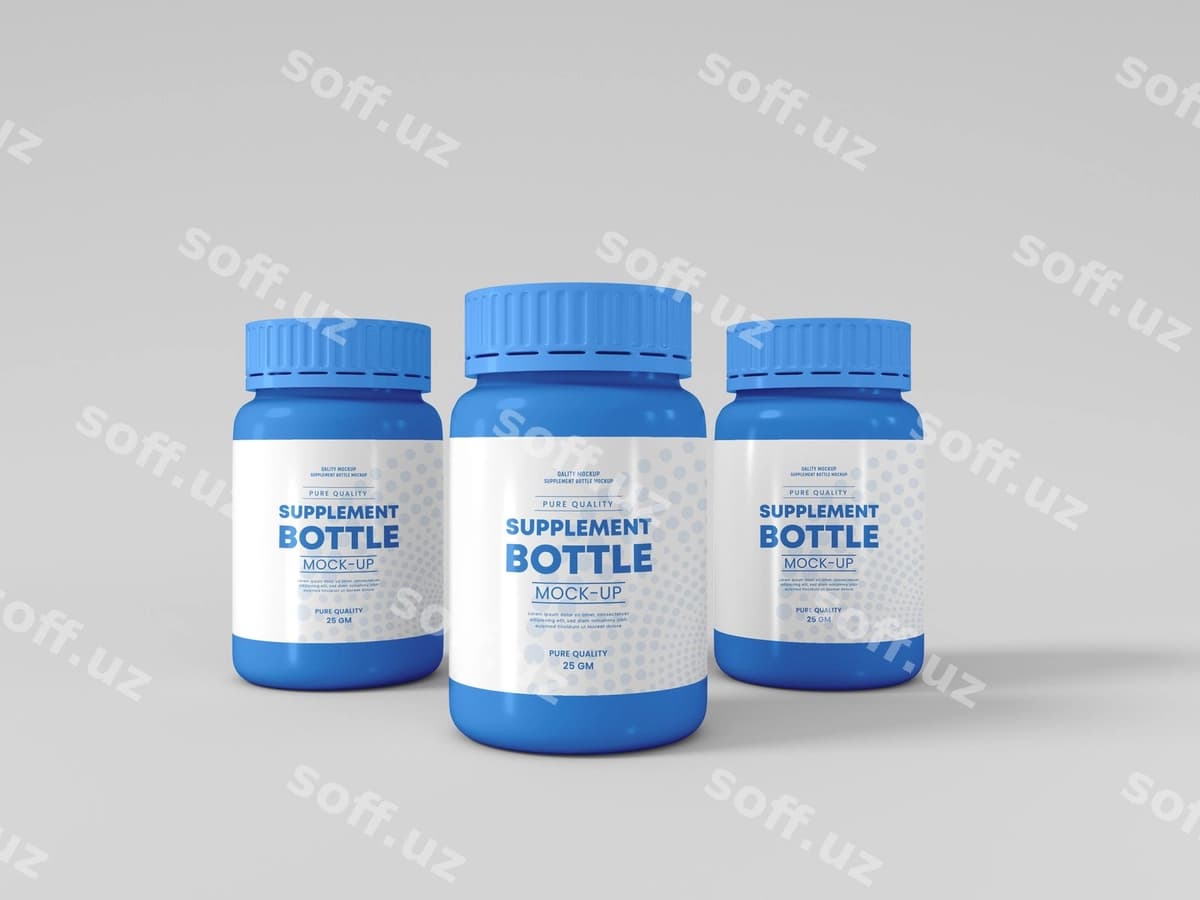Plastik supplement shisha namunasi | Plastic supplement bottles mockup