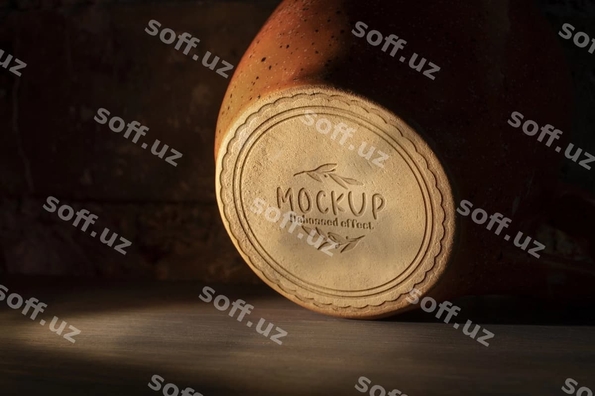 Porselen detali chizilgan pastki modeli | Porcelain piece engraved bottom mockup