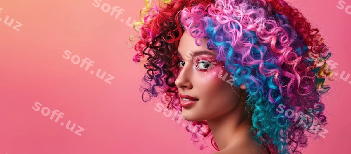 Portret qiz studiya ko'plab rangli soch | Portrait girl studio multicolored hair