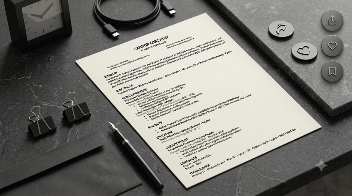 ATS Resume Kit 2026 – Professional CV, Cover Letter (Xalqaro standartlarga mos)