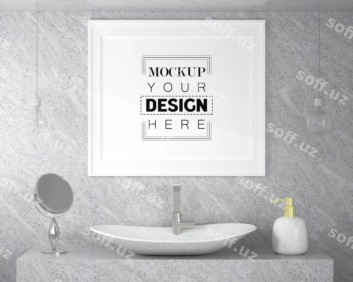 Poster ramka namunasi hammom ichkisi | Poster frame mockup bathroom interior
