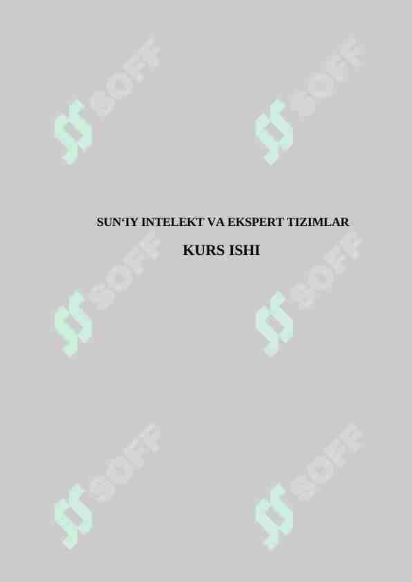 SUN'IY INTELEKT VA EKSPERT TIZIMLAR