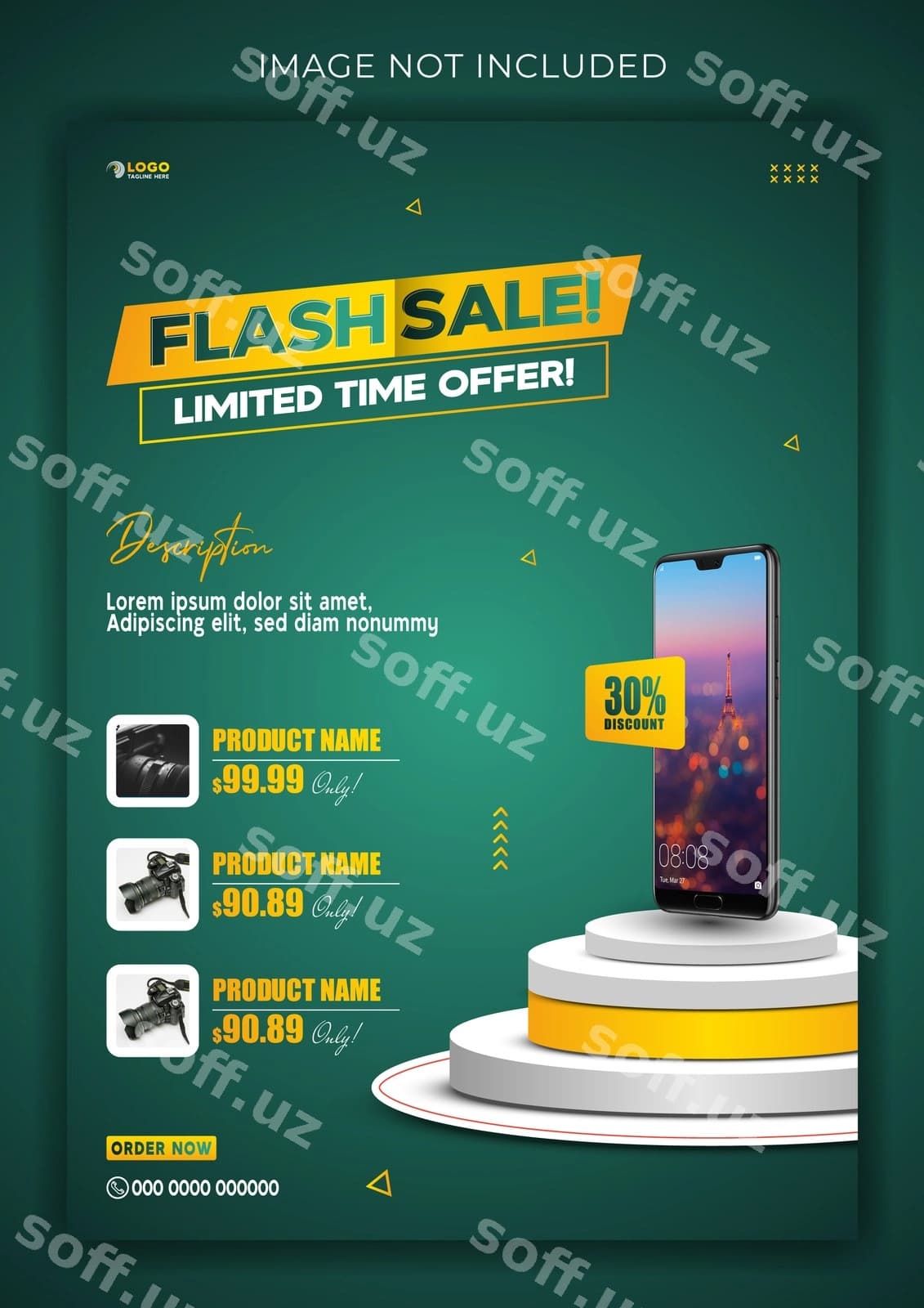 Mahsulot sotish reklamalari varaqasi shablonini loyihalash | Product sale ads flyer template design