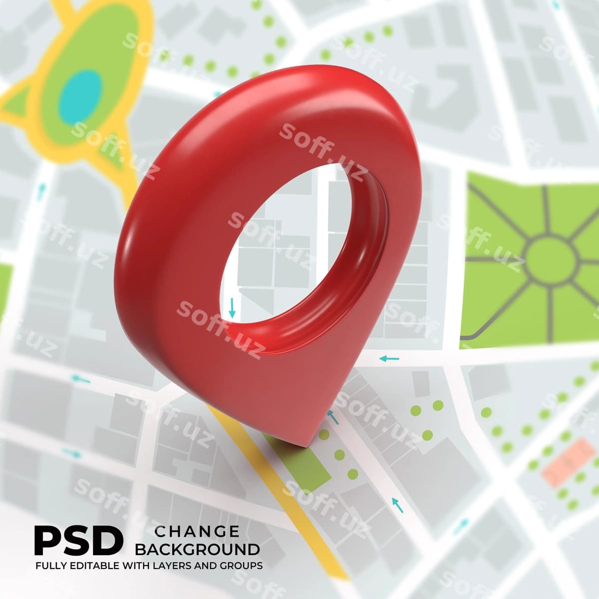 Psd 3D joylashuv belgisi GPS xaritasi | Psd 3d location icon gps map
