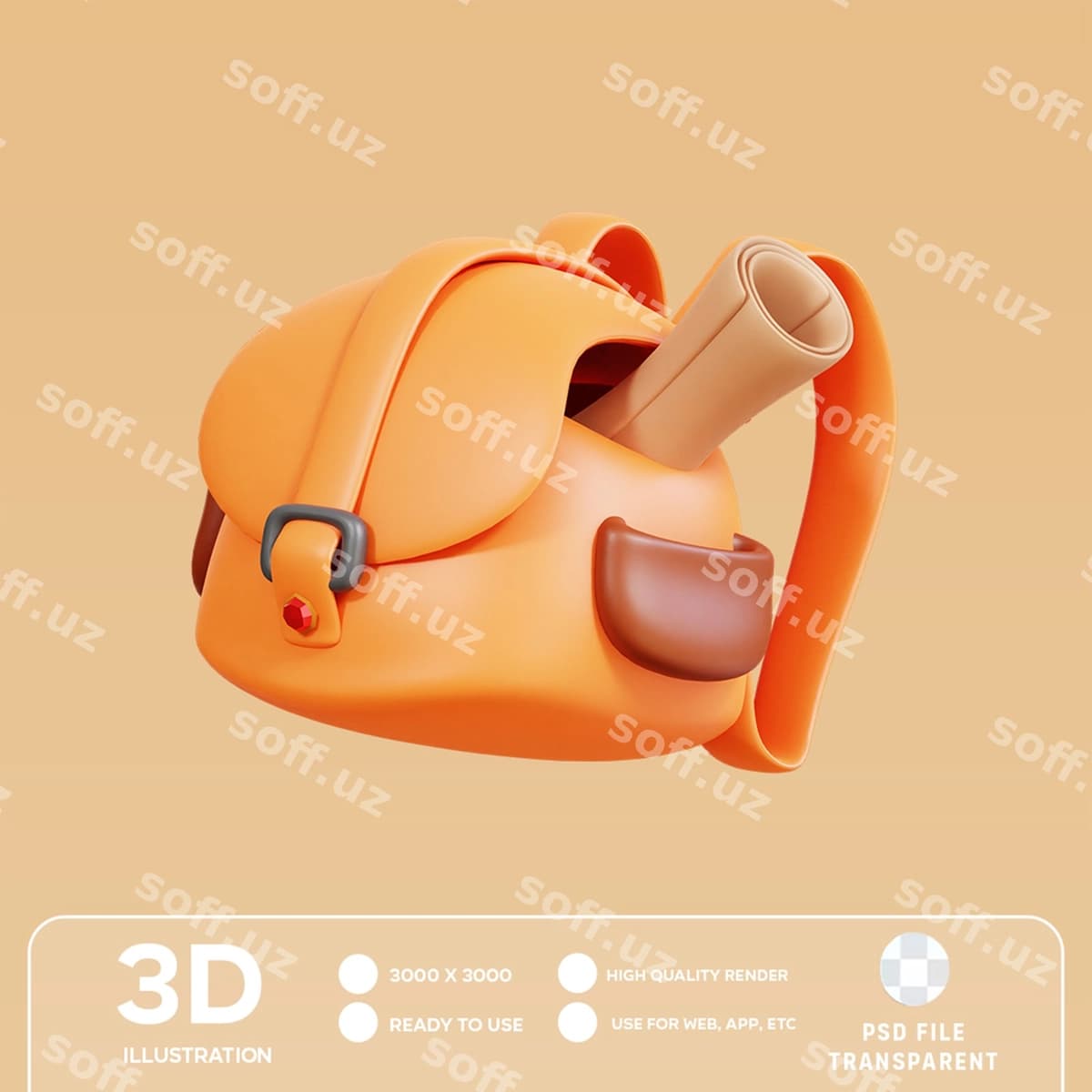 Psd rucksak 3d illustratsiya | Psd backpack 3d illustration