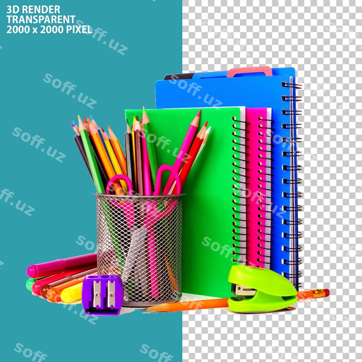 Psy maktabga qaytish qozondoshlik qalamchalari | Psd go back school stationary pencils