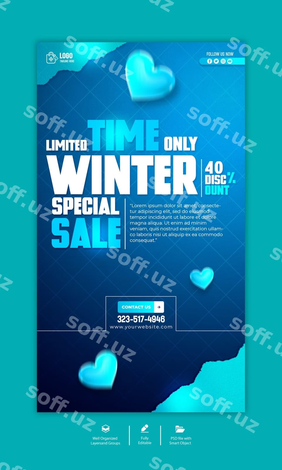 Psd qishki savdo instagram hikoyasi shabloni | Psd winter sale instagram story template