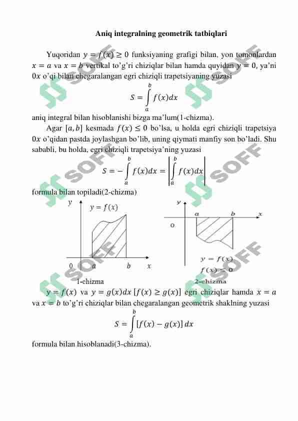Aniq integralning geometrik tatbiqlari