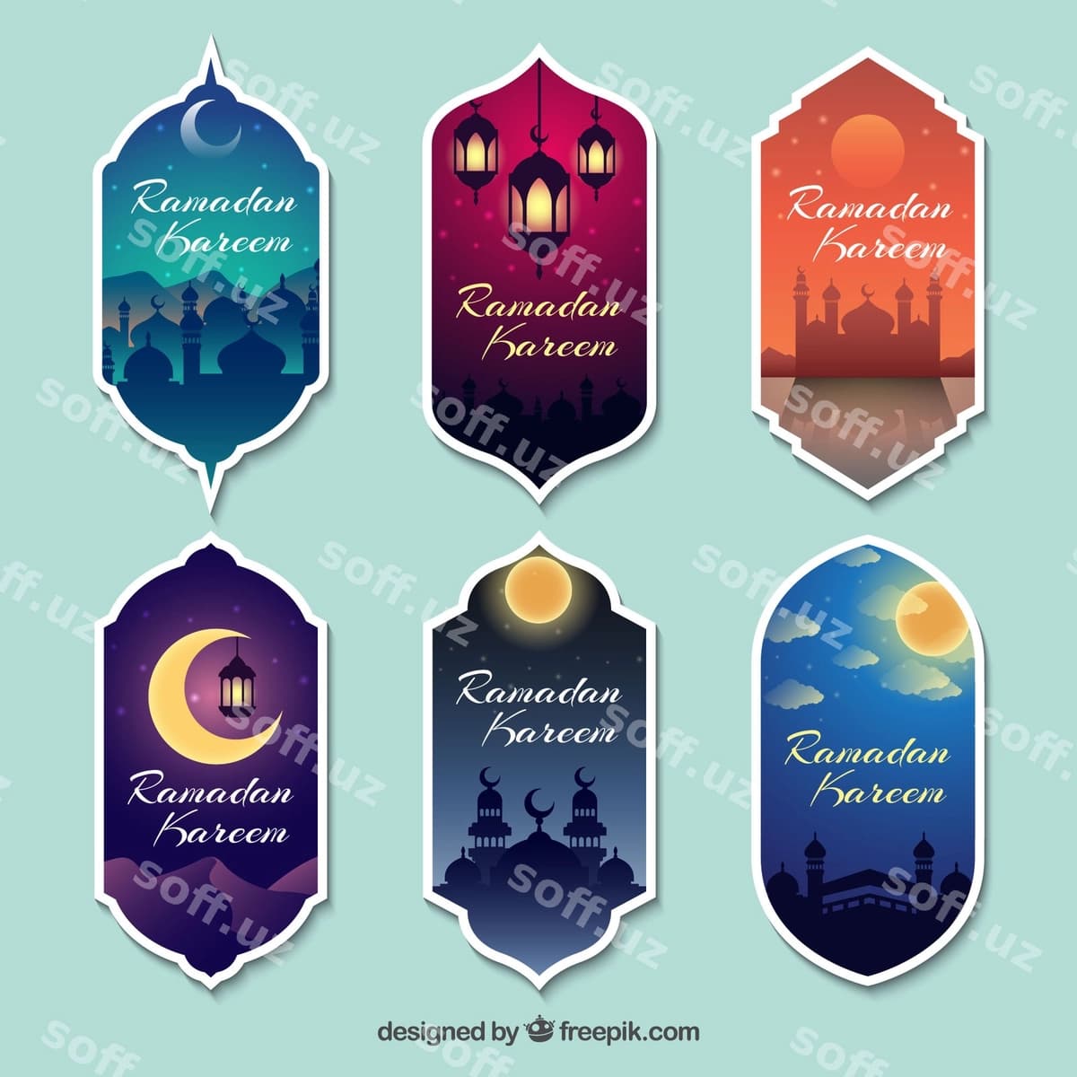 Ramazon dekorativ stikerlar to'plami | Ramadan decorative stickers collection