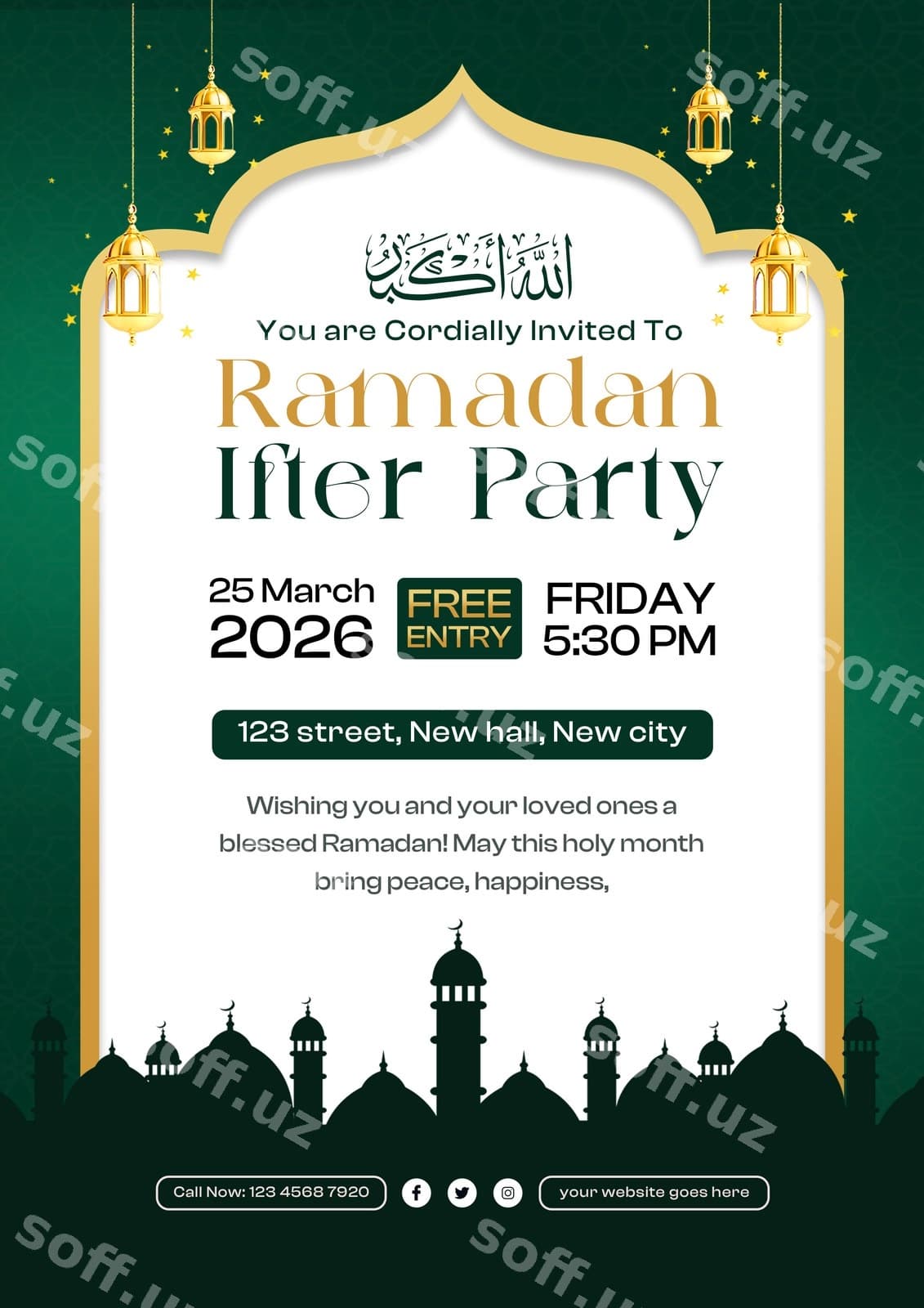 Ramadan iftor taklifnoma shabloni | Ramadan iftar invitation flyer template
