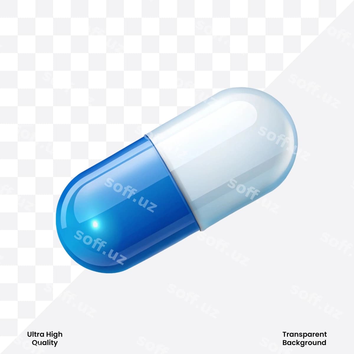 Haqiqiy ko'k oq kapsula tabletka | Realistic blue white capsule pill