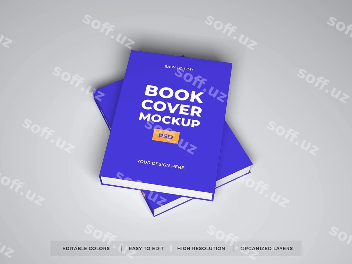 Realistik kitoblar muqovasi maketi | Realistic books cover mockup