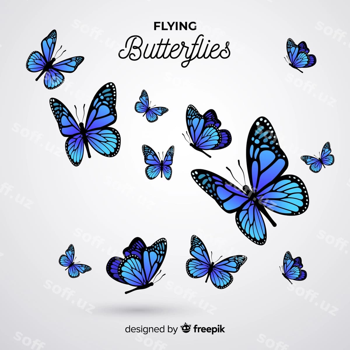 Haqiqiy koaklar guruhi fon | Realistic butterfly swarm background