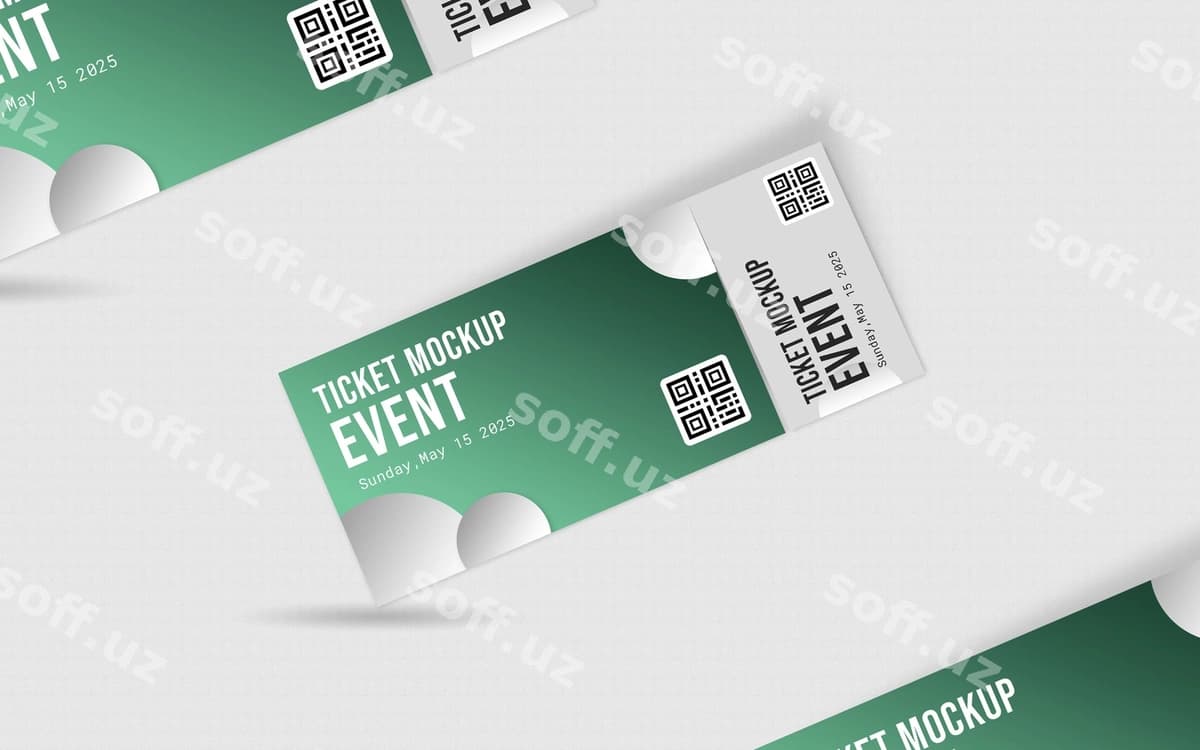 Realistik chipta tadbir mockup dizayni | Realistic ticket event mockup design