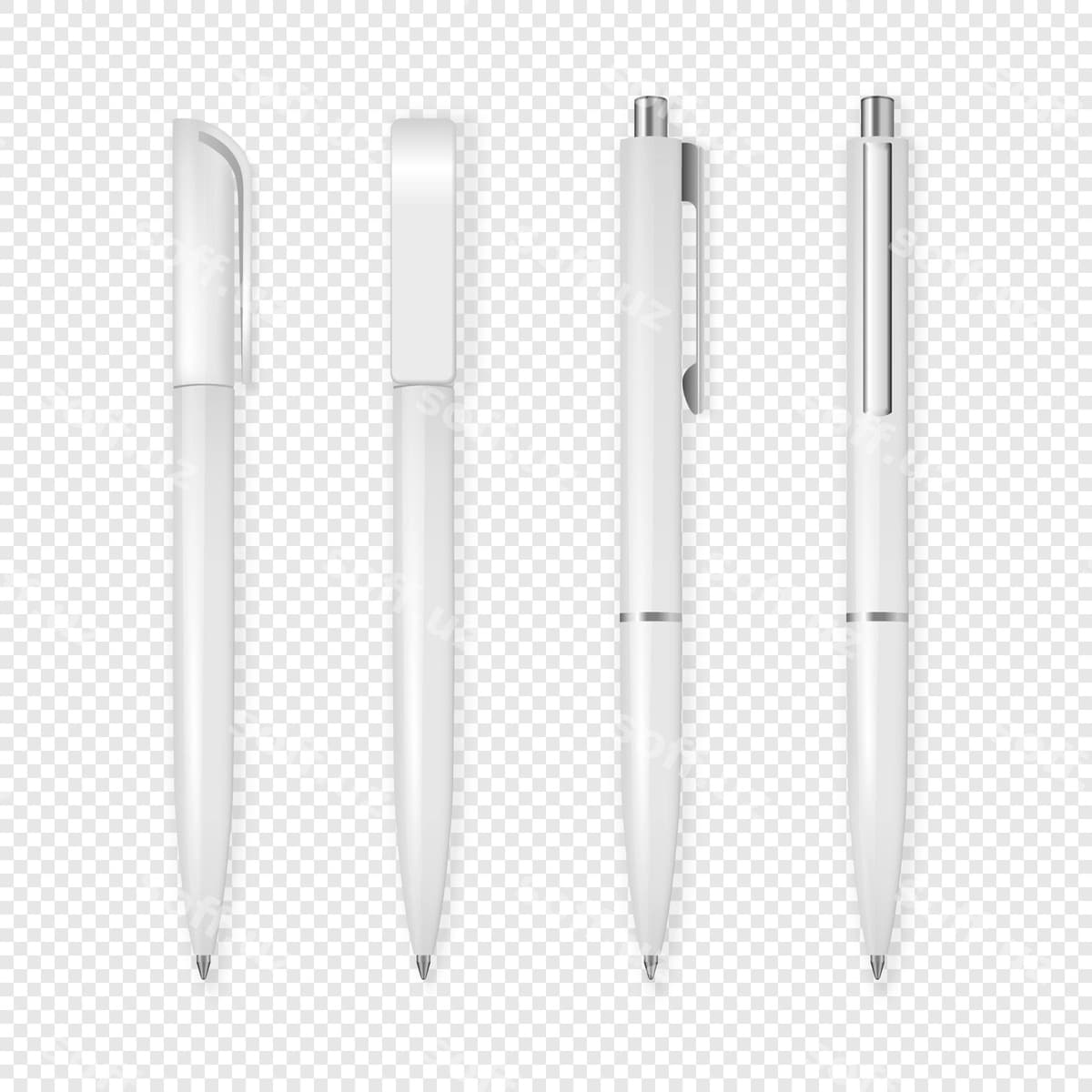 Haqiqiy oq ruchka ikon komplekti | Realistic white pen icon set