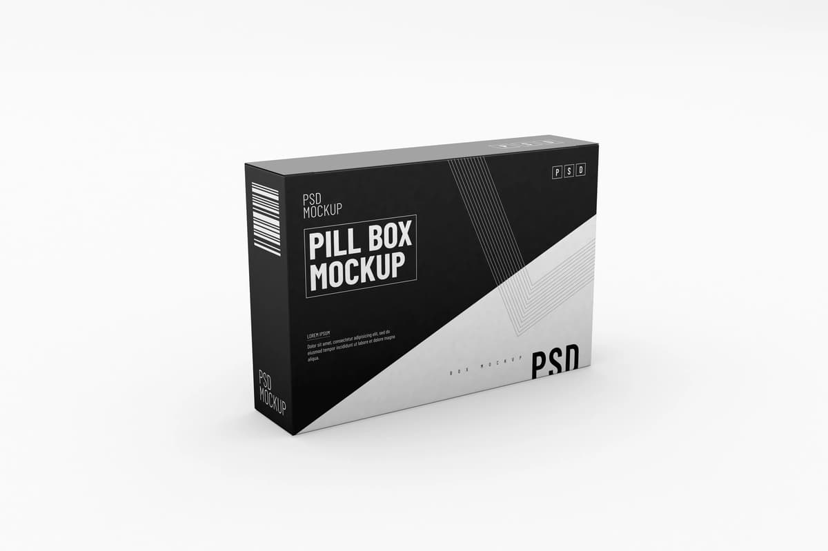 To'rtburchak tabletkali blister quti qadoqlash shabloni mahsulot dizayni maketi | Rectangular pill blister box packaging template product design mockup