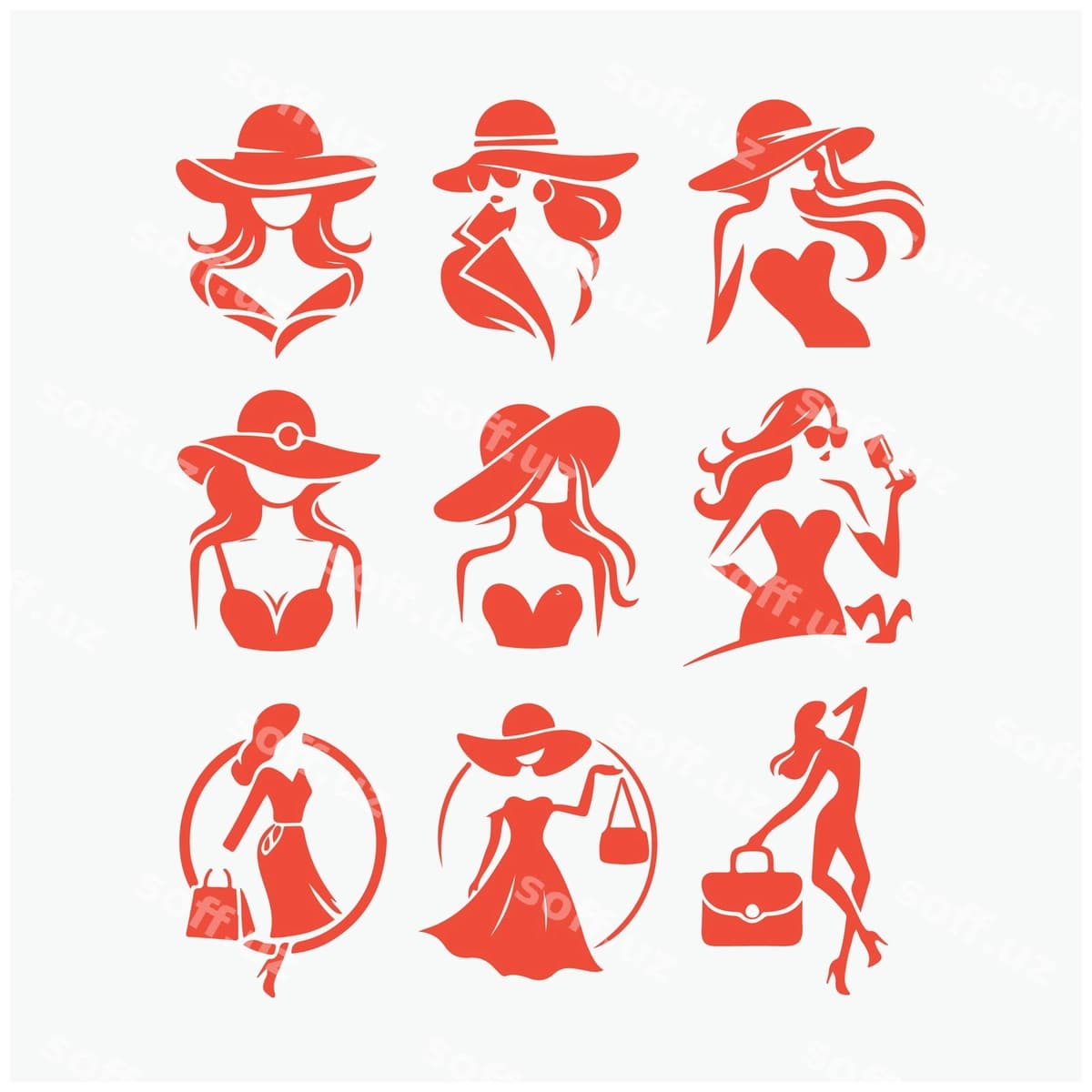 Qizil oq afisha ayol shlyapasi bilan | Red white poster with woman hat hat
