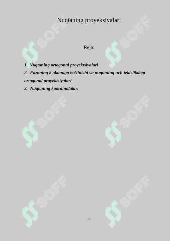 Nuqtaning proyеksiyalari