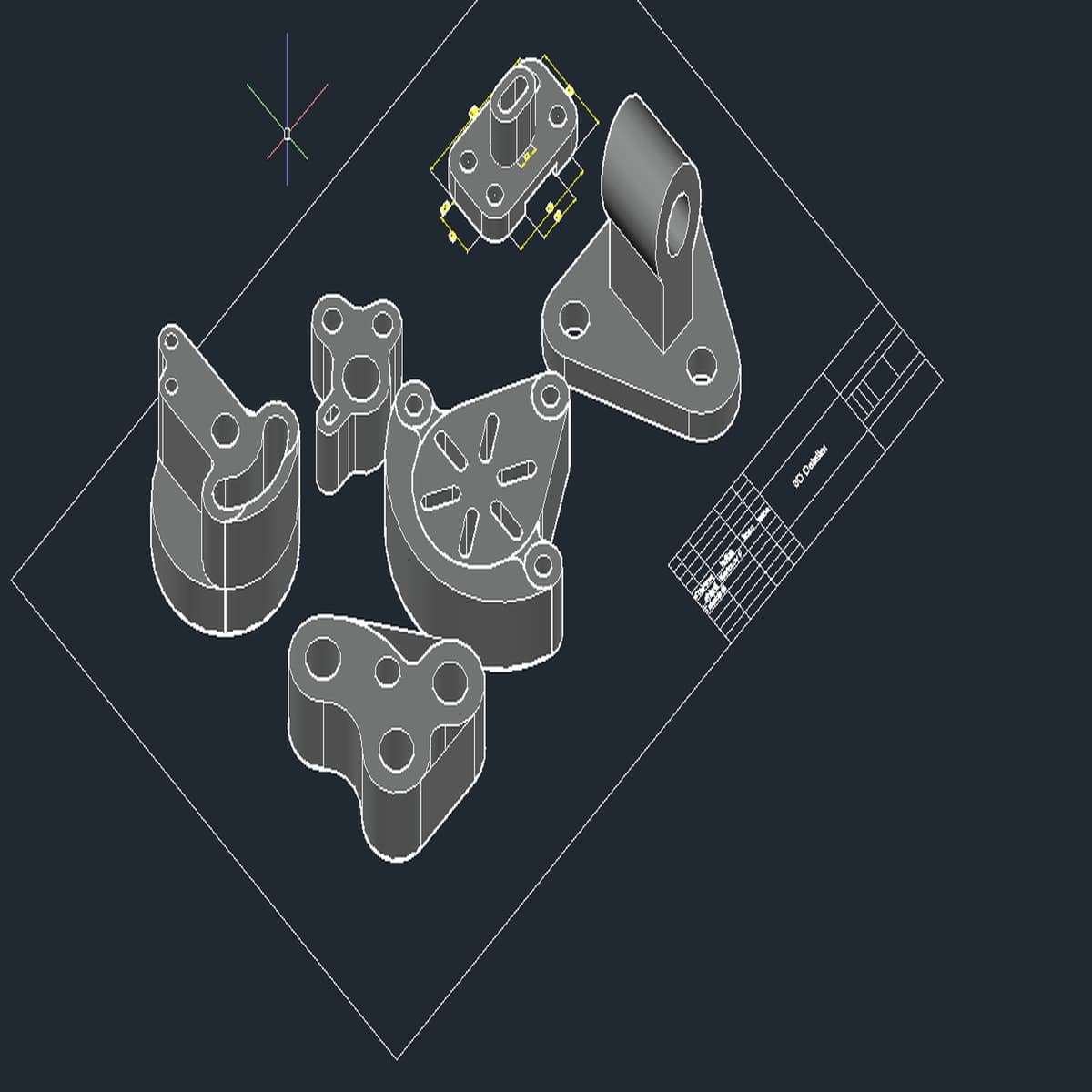 "Professional 3D mexanik detallar to'plami (AutoCAD + PDF)"