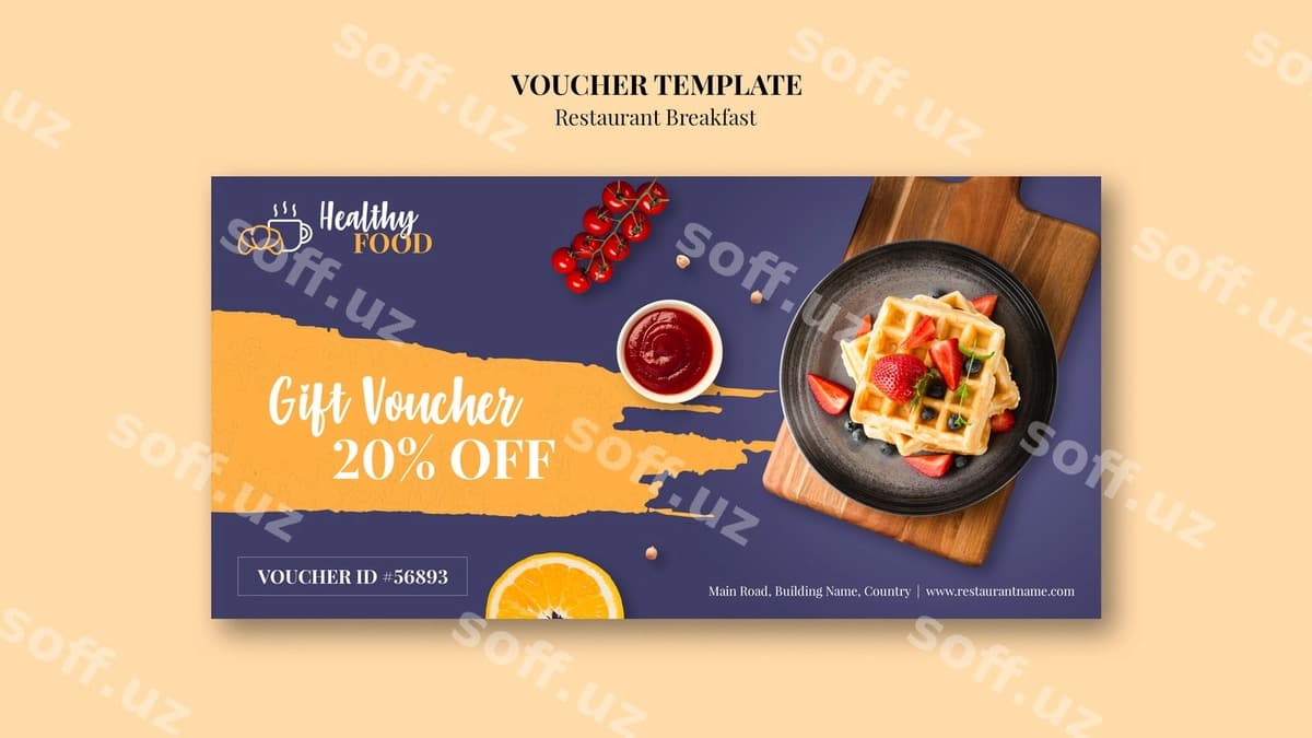 Restoran sovg'a voucher shabloni | Restaurant gift voucher template