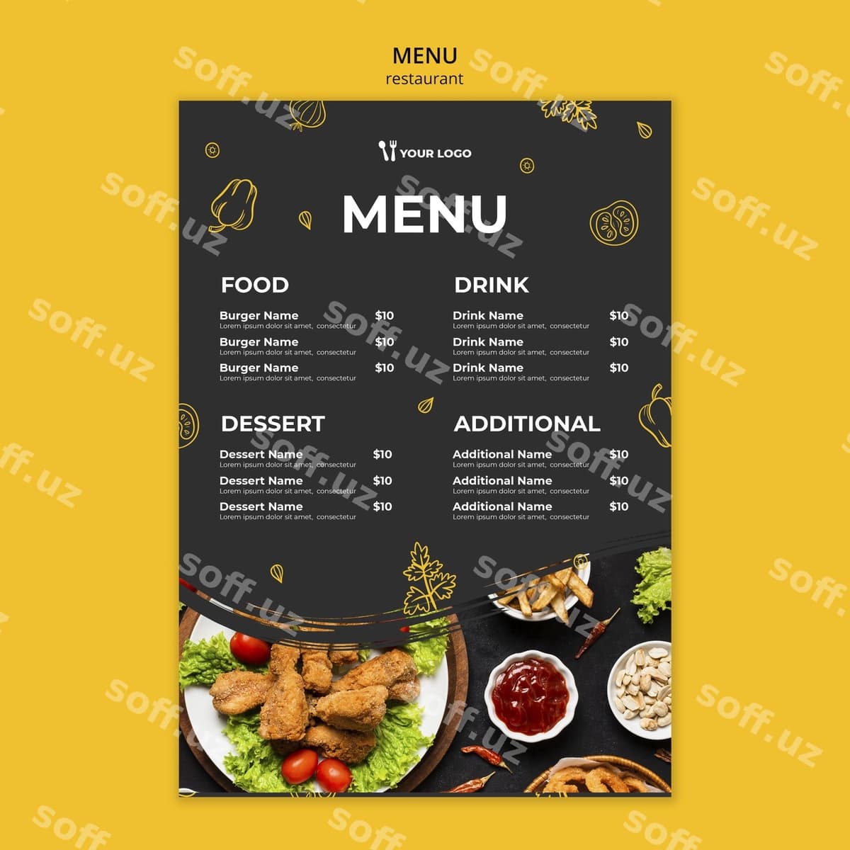 Restoran menyu shabloni | Restaurant menu template