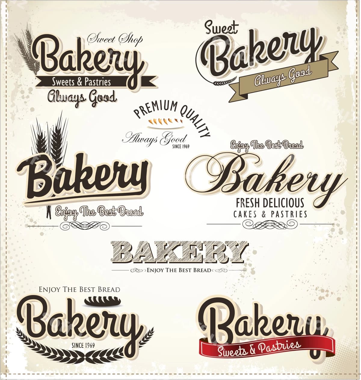 Retro non badjlar va etiketlar | Retro bakery badges labels