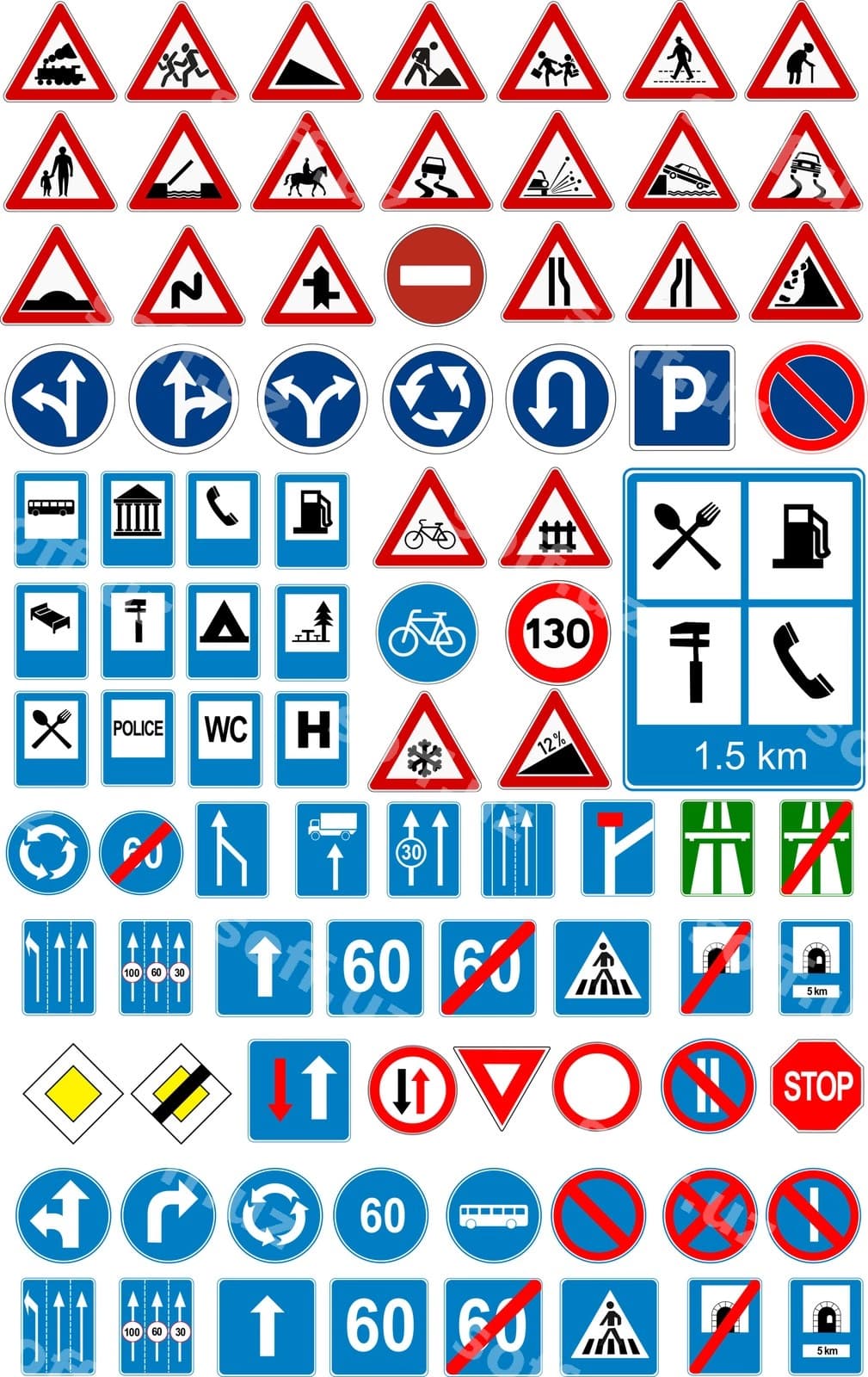 Yo'l belgasi ikonkalar, trafik belgasi | Road sign icons traffic signs