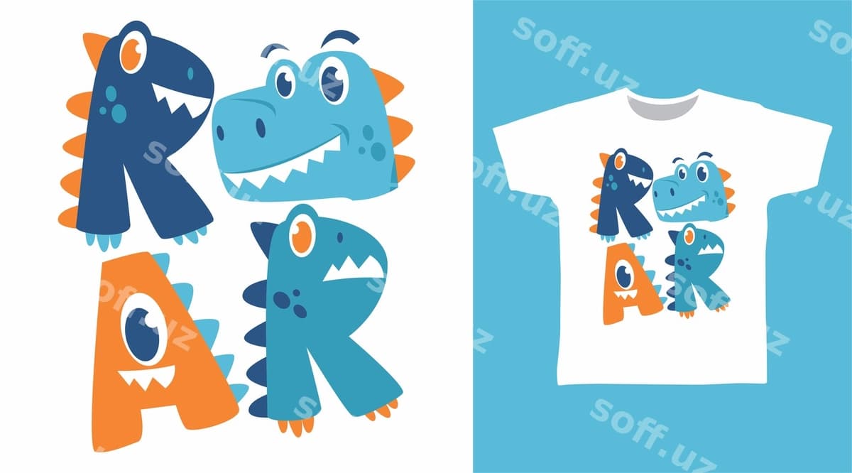 Qorqotish dinosav tipografiyasi futbolka dizayni | Roar dinosaur typography t shirt design