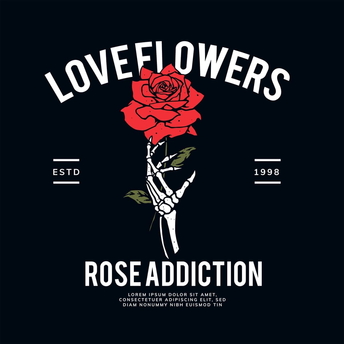 Atirgul gullari tasviri ko'cha kiyimi uslubi | Rose flower illustration streetwear style