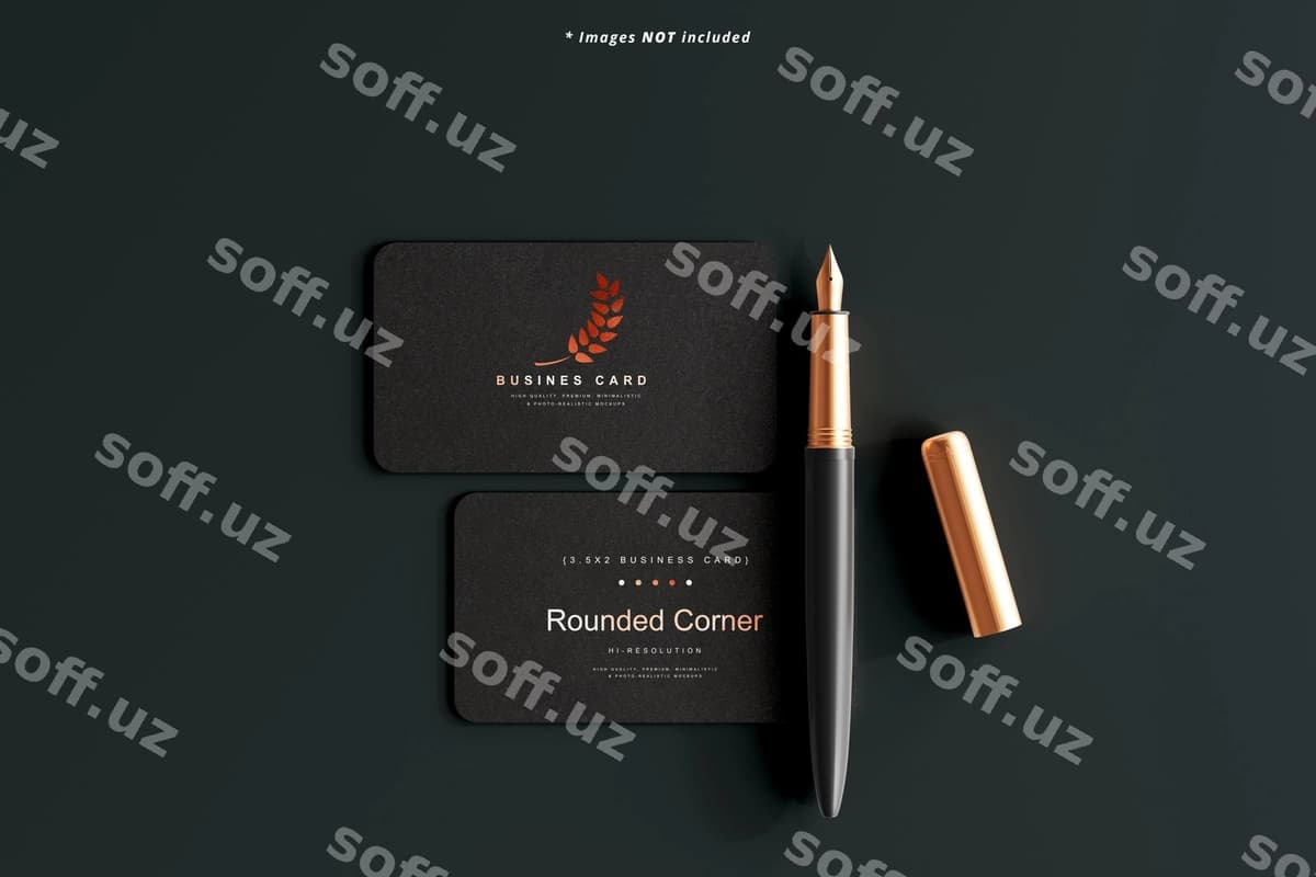 Burchaklari yumshoq biznes karta namuna sahna | Rounded corner business card mockup scene