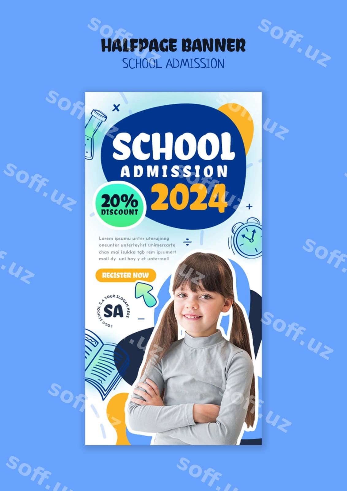 Maxsus dizayn shabloni kirish so'rovi uchun maktab | School admission template design