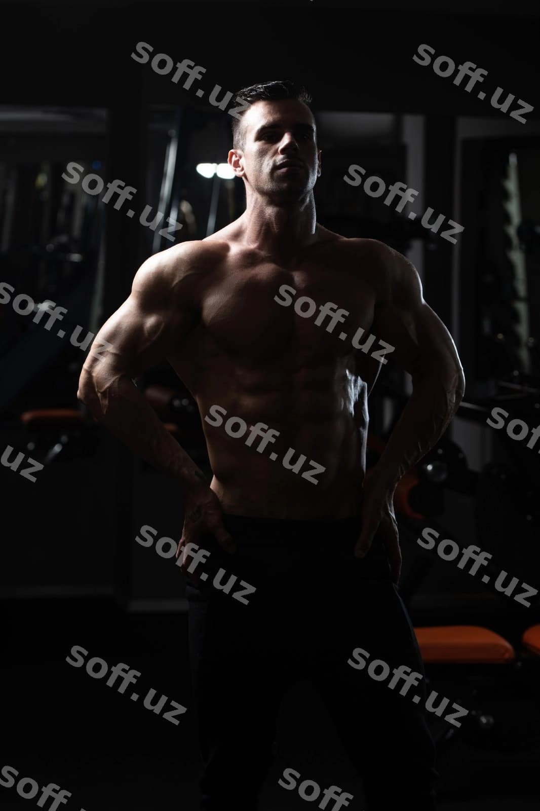 Jiddiy jism-kurashuvchi jimda turgan | Serious bodybuilder standing gym