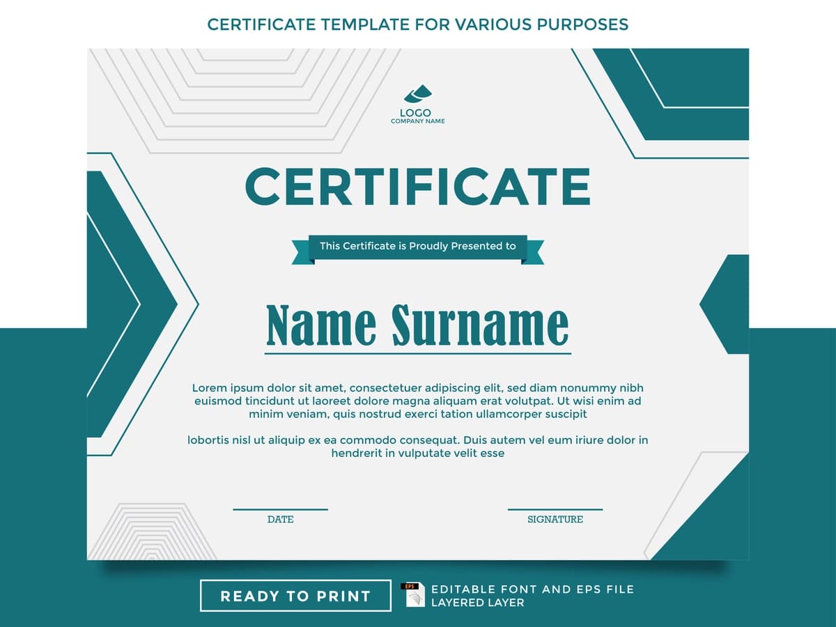 Turli maqsadlar uchun chop etish uchun tayyor sertifikat shablonlari | Printready certificate templates various purposes