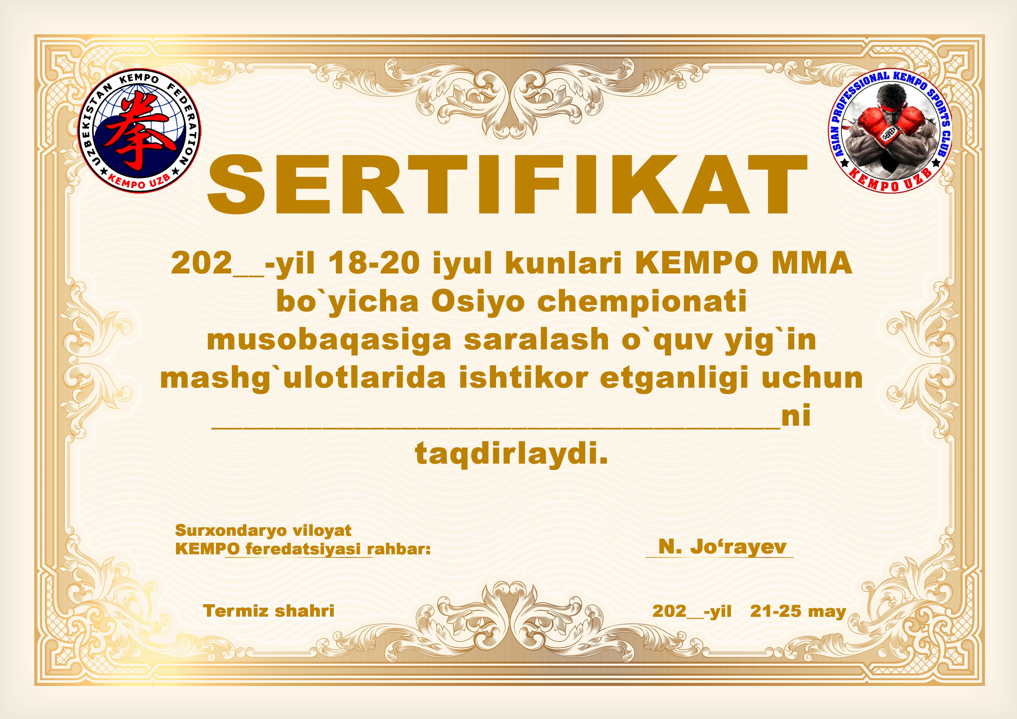 sertifikat MMA