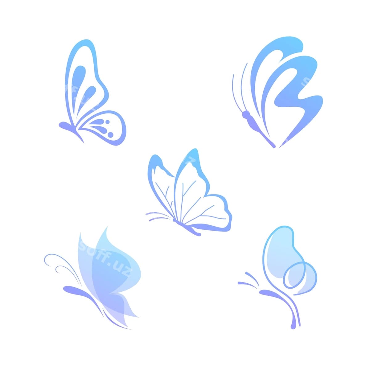 Set qanotli filtrlar logotipi dizayni shabloni | Set butterfly logo design template