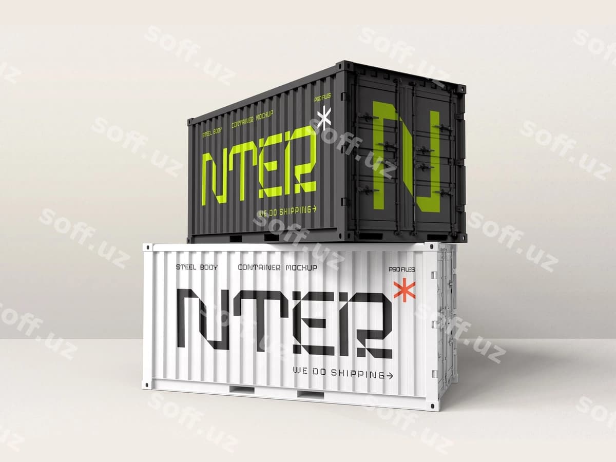 Yuk konteyner saqlash namunasi | Shipping container storage mockup
