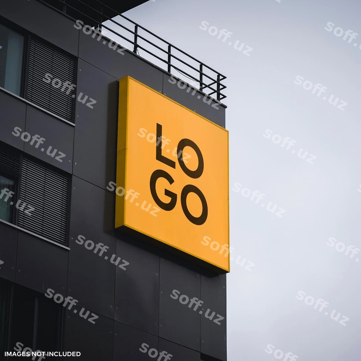 Belgi bino modeliga asadi | Sign hangs building mockup