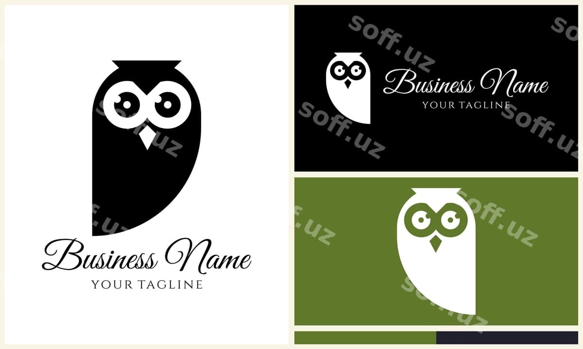 Siluet boyo'g'li qush logotipi shabloni | Silhouette owl bird logo template