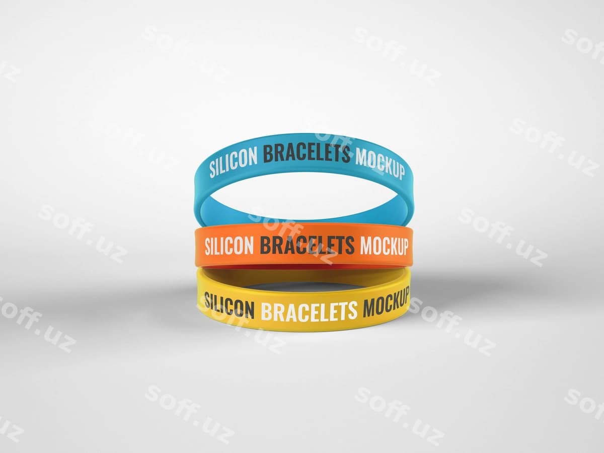 Silikon gumali bileklik modeli | Silicone rubber bracelet mockup