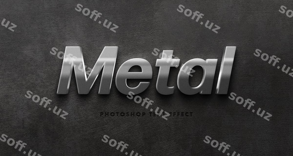 Kumush metal matn efekti shabloni | Silver metal text effect template