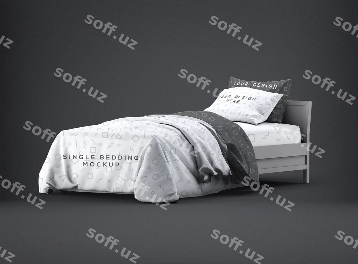 Yakka yotoq mockup | Single bedding mockup