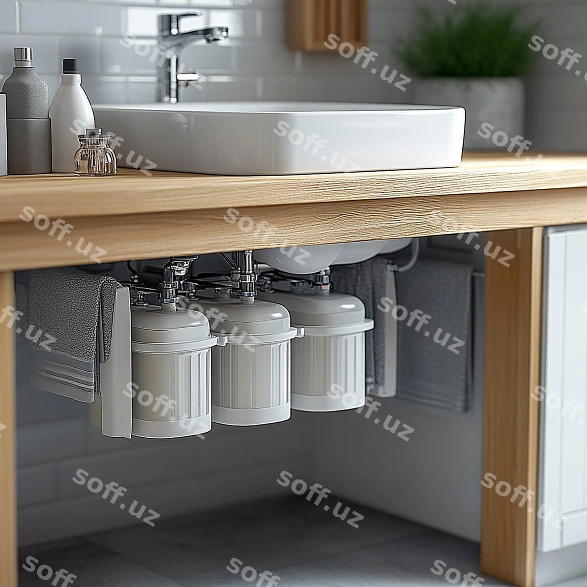 Oq qozonli changi sabun shishasi uni | Sink with white faucet bottle soap it