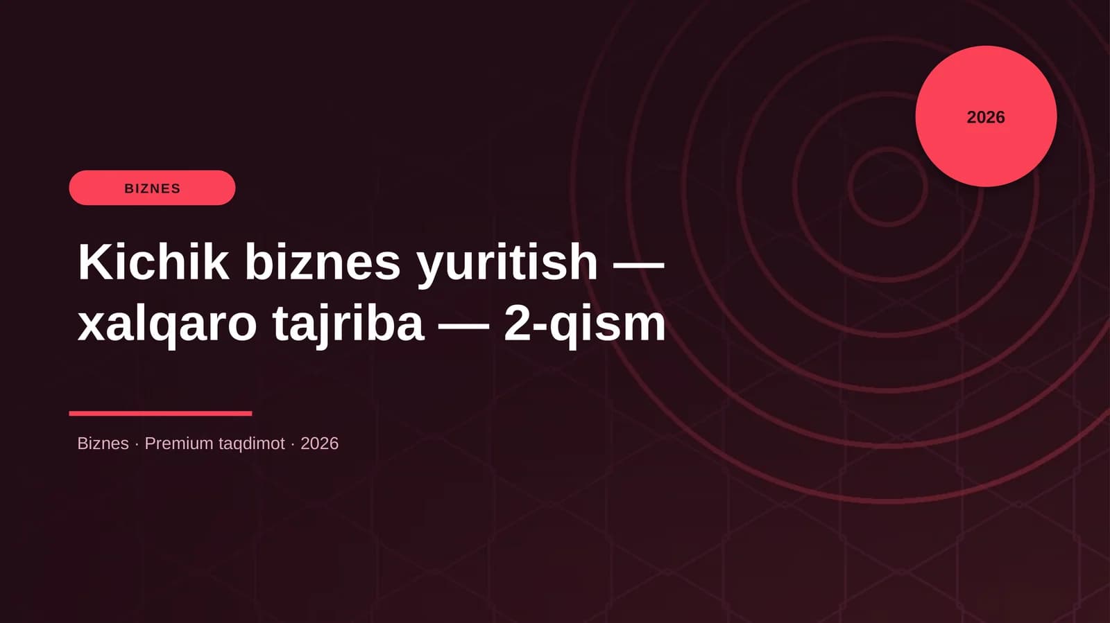 Kichik biznes yuritish — xalqaro tajriba — 2-qism