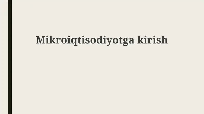 Mikroiqtisodiyotga kirish