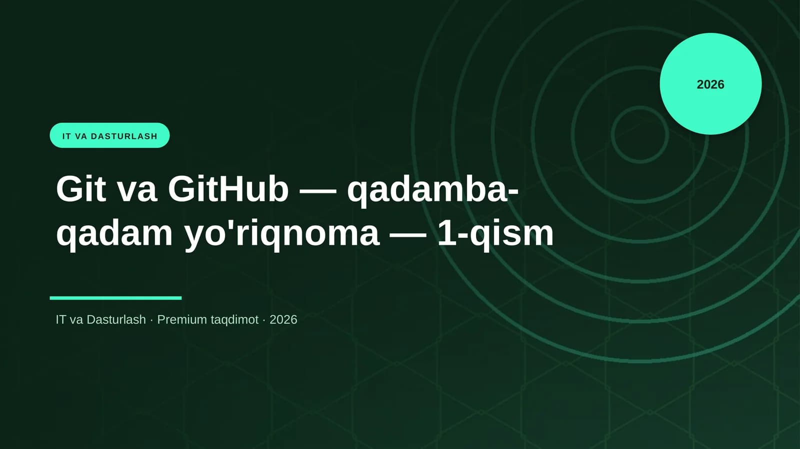 Git va GitHub — qadamba-qadam yo'riqnoma — 1-qism